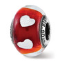 Sterling Silver Reflections Heart Red Italian Glass Bead