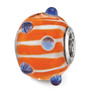 Sterling Silver Reflections Blue Polka-dot Orange and White Glass Bead