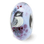 Ster.Silver Reflections Hand Painted Lil Chickadee Fenton Glass Bead