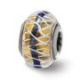 Sterling Silver Reflections Gold/Blue/White Italian Glass Bead