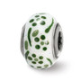 Sterling Silver Reflections Green Glitter Flower Italian Glass Bead