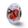 Sterling Silver Ladybugs and Flowers Glass Bead