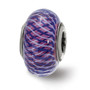 Sterling Silver Reflections Navy and White Weaved w/Pink Glass Bead