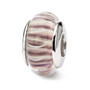 Sterling Silver Reflections Rose Striped Hand-blown Glass Bead