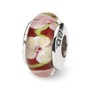 Sterling Silver Reflections Red Floral Hand-blown Glass Bead