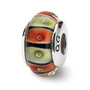 Sterling Silver Reflections Orange,Red/Lt Green Glass Bead