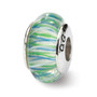 Sterling Silver Reflections Blue/Green Hand-blown Glass Bead