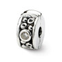 Sterling Silver Reflections Hinged CZ & Dots Clip Bead
