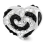 Sterling Silver Reflections Black & White Swarovski Crystal Bead