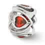 Sterling Silver Reflections Dark Red CZ Heart Bead