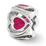 Sterling Silver Reflections Fuschia CZ Heart bead