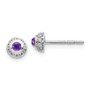 14k White Gold Diamond & Cabachon Amethyst Earrings