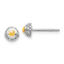 14k White Gold Diamond & Cabachon Citrine Earrings