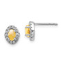 14k White Gold Diamond & Cabachon Citrine Earrings