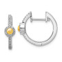 14k White Gold Diamond & Cabachon Citrine Earrings