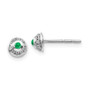 14k White Gold Diamond & Cabachon Emerald Earrings