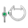 14k White Gold Diamond & Cabachon Emerald Earrings