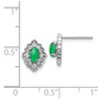 14k White Gold Diamond & Cabachon Emerald Earrings