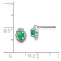 14k White Gold Diamond & Cabachon Emerald Earrings