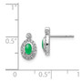 14k White Gold Diamond & Cabachon Emerald Earrings