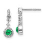 14k White Gold Diamond & Cabachon Emerald Earrings