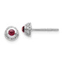 14k White Gold Diamond & Cabachon Garnet Earrings