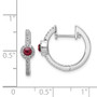 14k White Gold Diamond & Cabachon Garnet Earrings