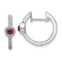 14k White Gold Diamond & Cabachon Garnet Earrings