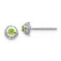 14k White Gold Diamond & Cabachon Peridot Earrings