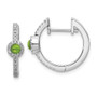 14k White Gold Diamond & Cabachon Peridot Earrings