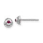 14k White Gold Diamond & Cabachon Rhodolite Garnet Earrings