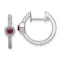 14k White Gold Diamond & Cabachon Rhodolite Garnet Earrings