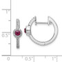 14k White Gold Diamond & Cabachon Rhodolite Garnet Earrings