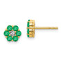 14k & Rhodium Emerald & Diamond Post Earrings
