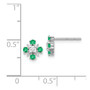 14k White Gold Emerald & Diamond Post Earrings