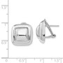 14k White Gold Polished Square Button Omega Back Post Earrings