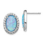 Cheryl M Sterling Silver Rhod Plated CZ & Created Blue Opal Post Earrings