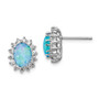 Cheryl M Sterling Silver Rhod Plated CZ & Created Blue Opal Post Earrings