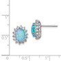 Cheryl M Sterling Silver Rhod Plated CZ & Created Blue Opal Post Earrings