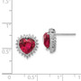 Cheryl M SS Rhodium Plated 100-facet Created Ruby & CZ Post Earrings