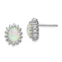 Cheryl M Sterling Silver Rhodium Plated CZ & Created Opal Post Earrings