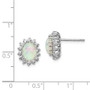 Cheryl M Sterling Silver Rhodium Plated CZ & Created Opal Post Earrings