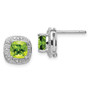 Sterling Silver Rhodium Peridot & Diamond Post Earrings