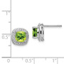 Sterling Silver Rhodium Peridot & Diamond Post Earrings