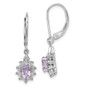Sterling Silver Rhodium-plated Diamond & Pink Quartz Earrings