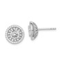 Sterling Silver Rhodium-plated 5mm Center CZ Circle Post Earrings