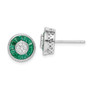 Sterling Silver Rhodium-plated CZ & Synthetic Green Spinel Earrings