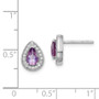 Sterling Silver Rhodium-Plated Purple & Clear CZ Post Earrings