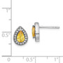 Sterling Silver Rhodium-Plated Yellow & Clear CZ Post Earrings