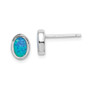 Sterling Silver Rhodium-plated Imitation Opal Oval Post Earrings